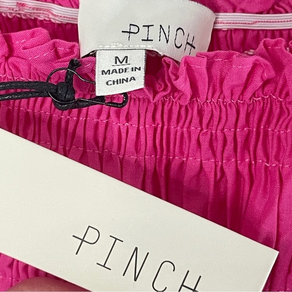 NWT PINCH Fuchsia Smocked Mini Dress Double Tie Spaghetti Straps, Medium - Picture 5 of 7